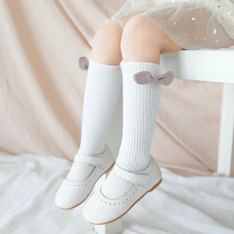 2019 Baby Stockings Newborn Baby Stockings Solid Girl Boy Infant Knee High Socks Autumn Winter Warm Kids Ribbed Bowknot Leggings