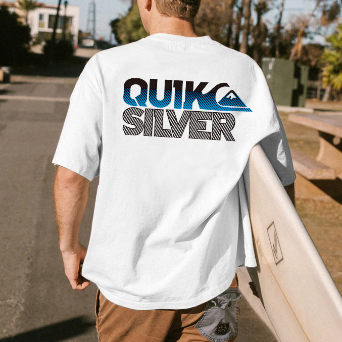 Unisex T-Shirt Tee Vintage Quiksilver Surf Graphic Short Sleeve Outdoor Casual Summer Daily Tops White / [blueesa] /
