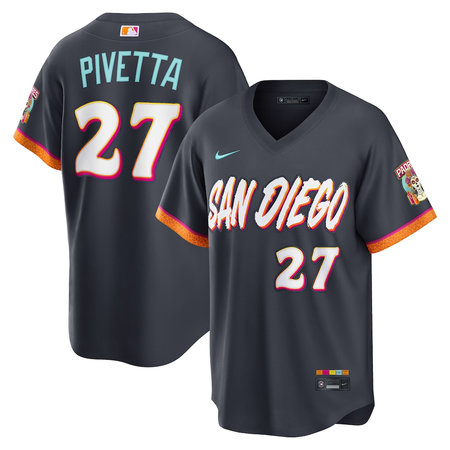 Men's San Diego Padres #27 Nick Pivetta Nike Obsidian 2026 City Connect Stadium Jersey BD7E