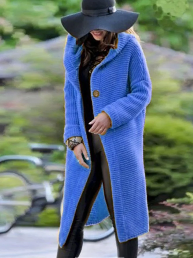 Cotton-Blend Solid Casual Outerwear