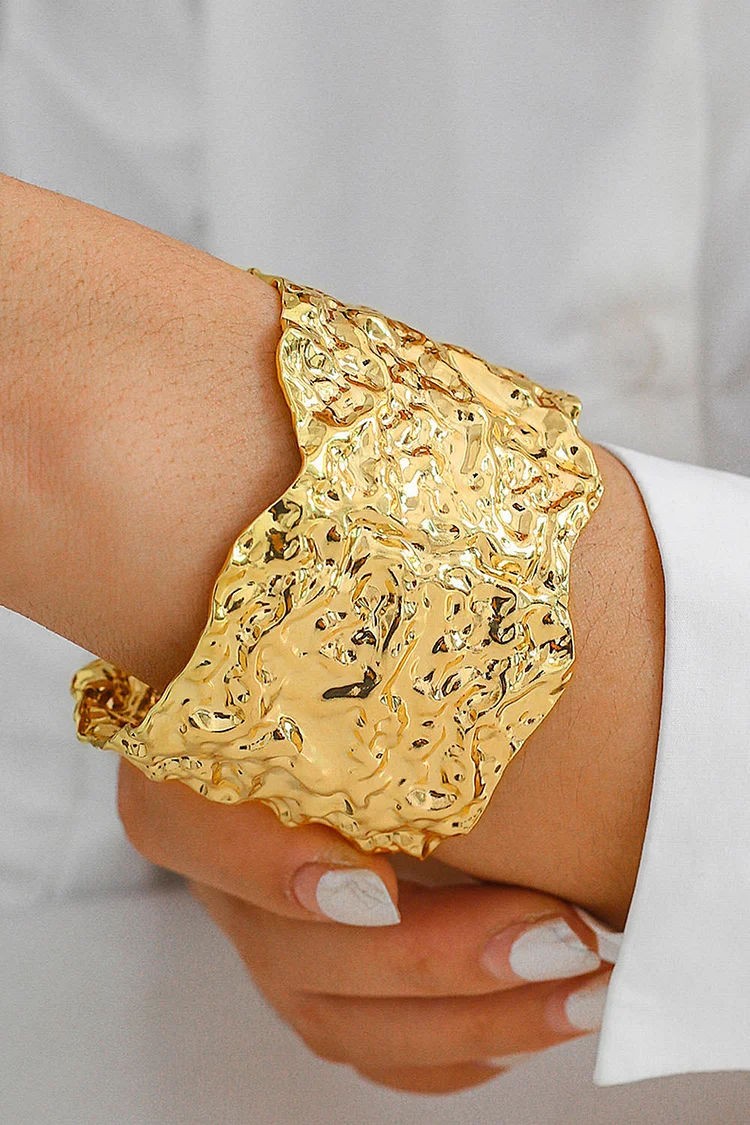 Fashion Sculptural Hammered Texture Adjustable Cuff Bracele 2024 - Xpluswear