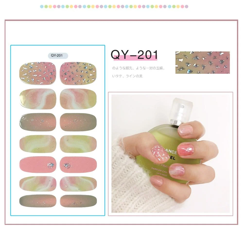 ENDRRFLLA Glitter Decorative Floral Nail Stickers Gray Water Transfer Polish Items Nail Art Decals 2020 New Design Nail Art 1pc-Nail Inspo