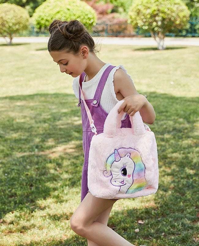 Women’s Plush Cute Square Zipper Handbag Crossbody Bag