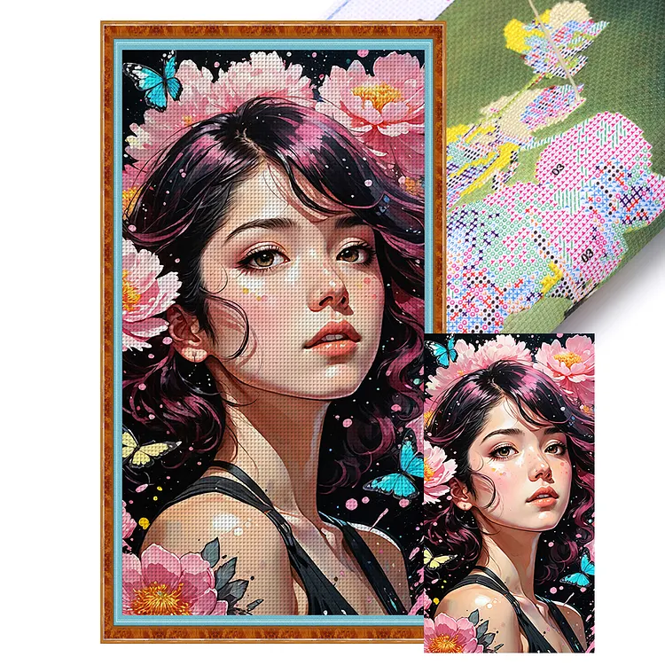 【Huacan Brand】Fantasy Flower Girl (40*75cm) 11CT Stamped Cross Stitch gbfke