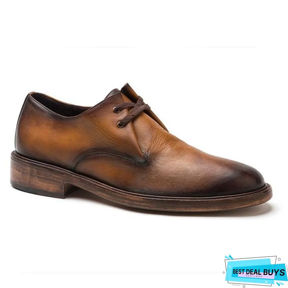 Classic Leather Shoes Gradient Color Oxford Shoes