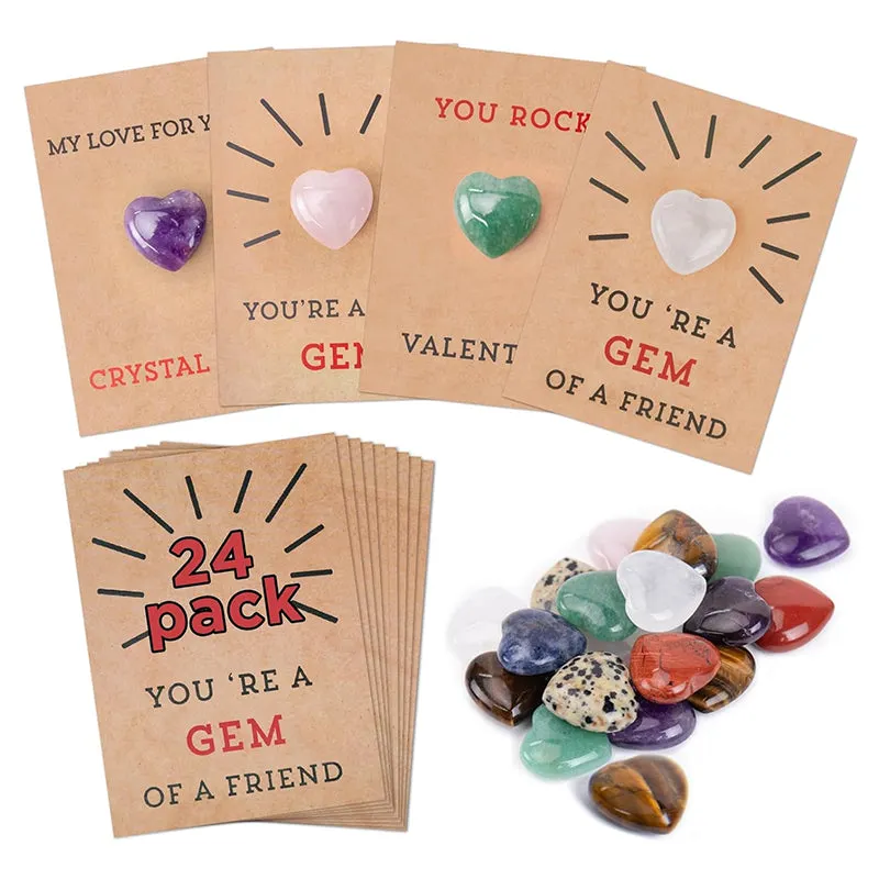 Stellaya 24 Pack Valentines Cards with Heart-Shape Crystals