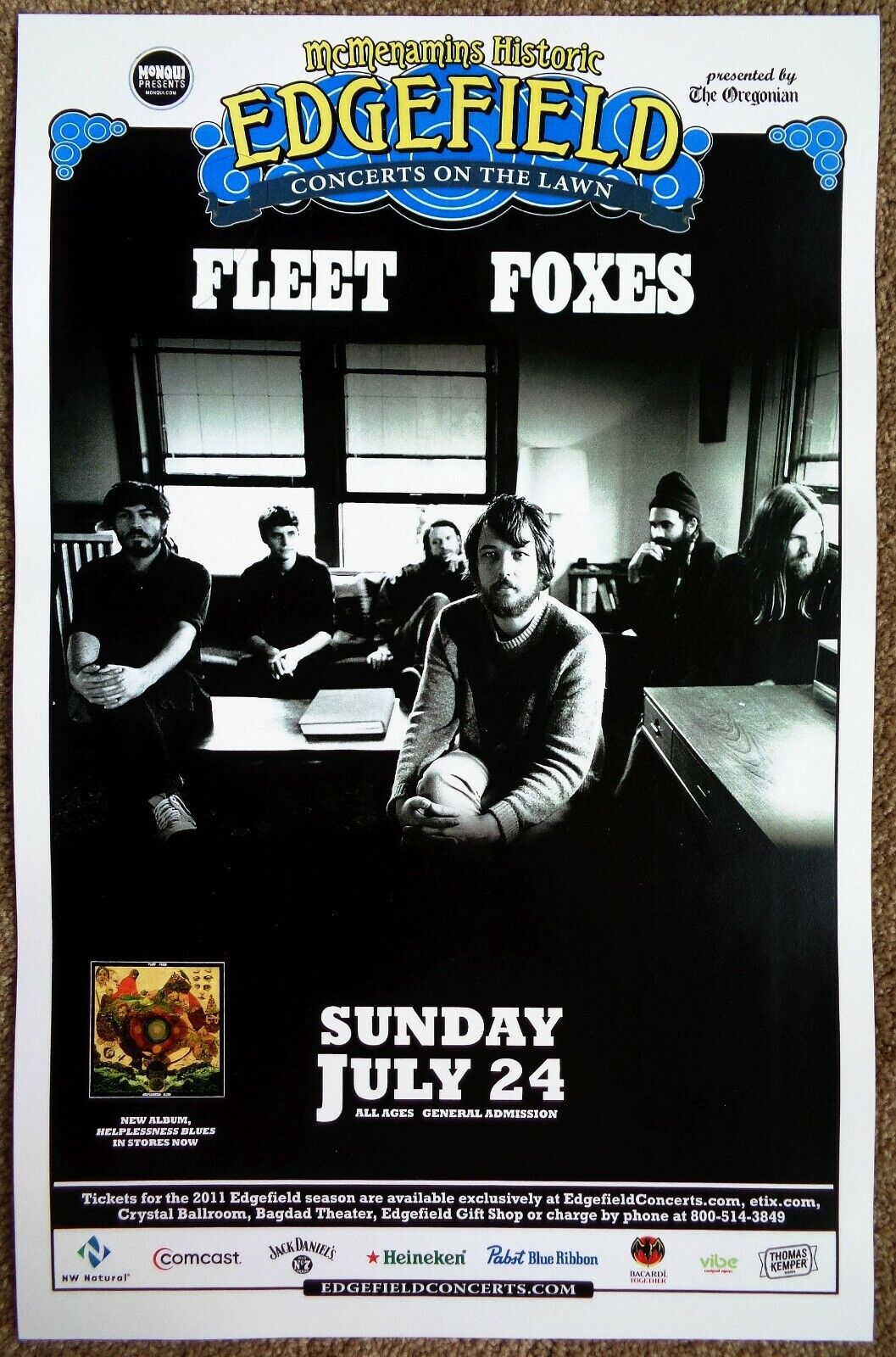 FLEET FOXES 2011 Gig POSTER Portland Oregon Concert