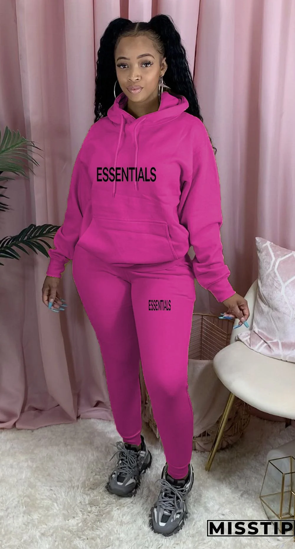 Winter Hooded Sweatshirt Skinny Pants Tracksuit