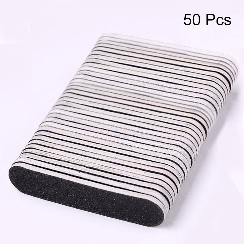 100/50/20/10/5/1pcs Black Professional Mini Nail Files Set Washable Grinding Polishing Sanding Block Nail Art Manicuring Tools-Nail Inspo