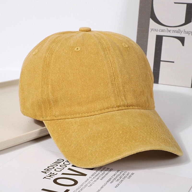 Korean-style Retro Distressed Washed Soft Cotton Baseball Cap Trendy Men’s And Women’s Street Light Plate Curved Eaves Hip-hop Duck Tongue Hat