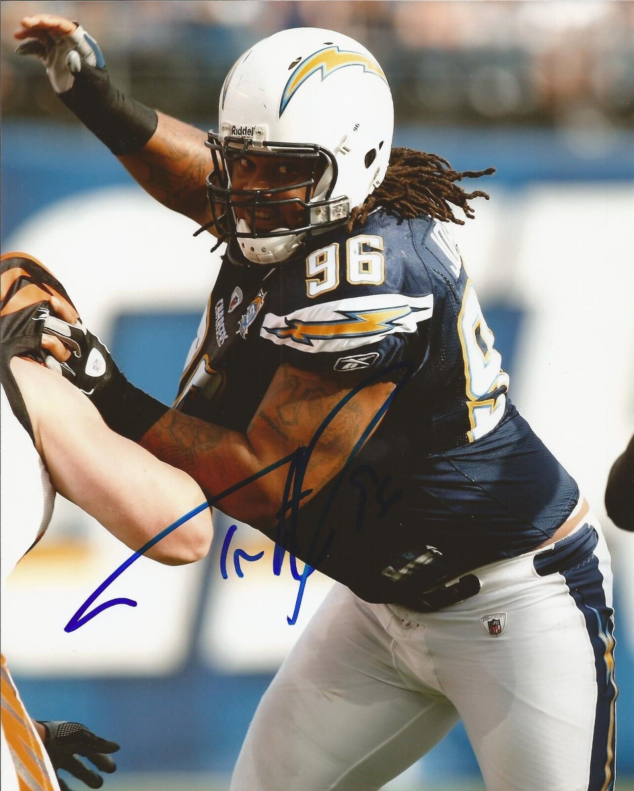 TRAVIS JOHNSON SIGNED SAN DIEGO CHARGERS 8x10 Photo Poster painting #1