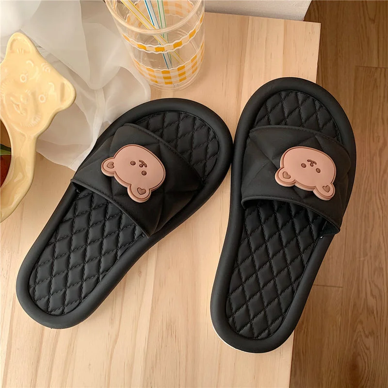 Vstacam Bear Slippers Women Kawaii Shoes Flip Flops Sandals Summer Home Soft Anime Casual Flat Bathroom Slides 2022