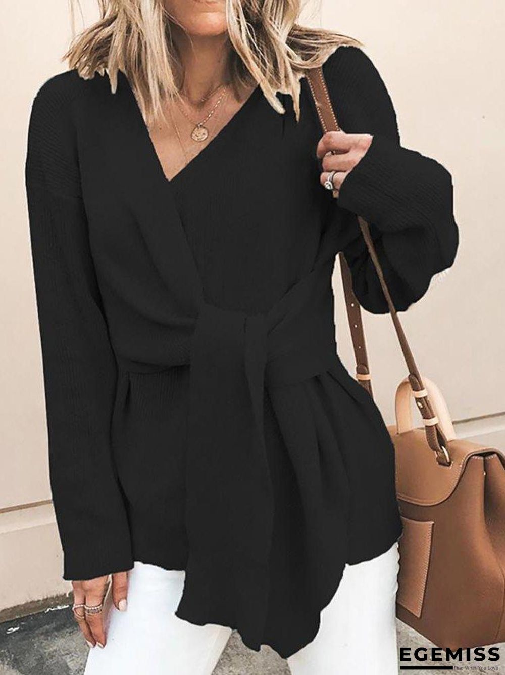 Casual Lace-Up Sweater | EGEMISS