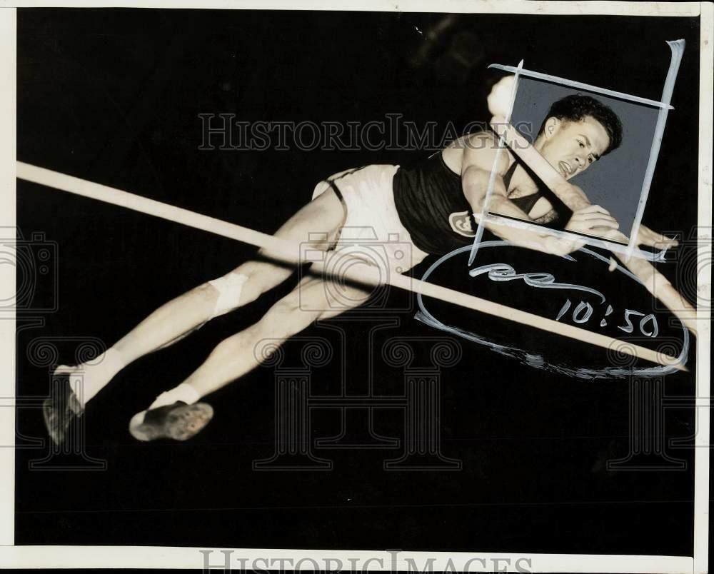 Press Photo Poster painting U.S. Track Star Earle Meadows pole vaults - sba30807