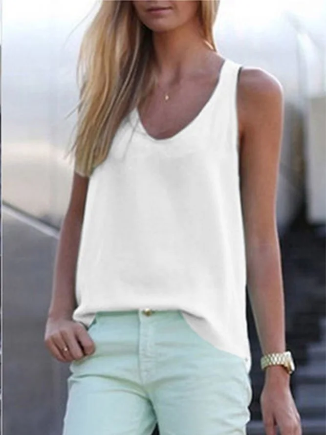 Casual Sleeveless Crew Neck Tanks