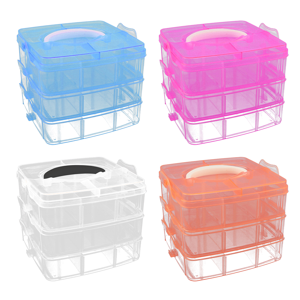 

3 Layers Detachable Storage Box Transparent Durable Plastic Organizer Case, Orange, 501 Original