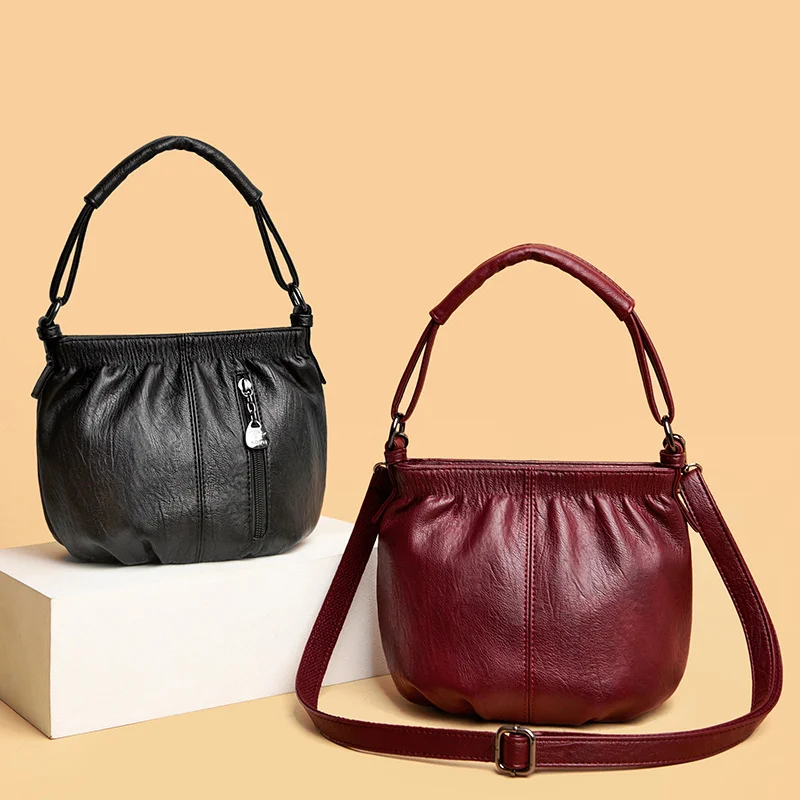 Simple Bucket Bag Casual Purse Bag Shoulder Slung Bag