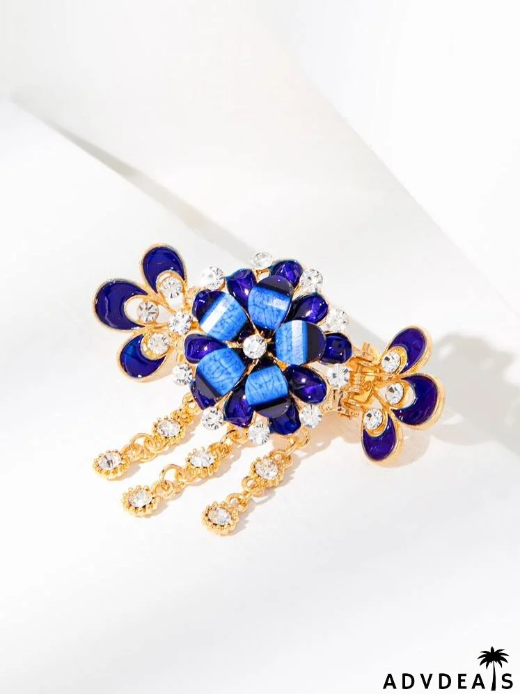 Rhinestone & Flower Decor Hair Clip