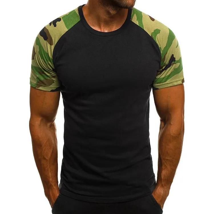 Men's Casual Thin Camouflage Colorblock Slim Short Sleeve T-shirt