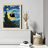 Van Gogh Monet Black Cat - 11CT Stamped Cross Stitch 40*53cm/15.75*20.87in