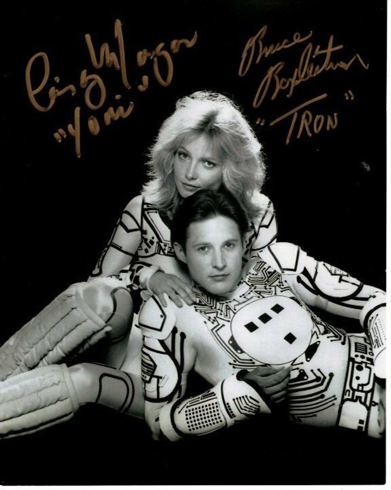 Cindy morgan and bruce boxleitner signed autographed tron Photo Poster painting