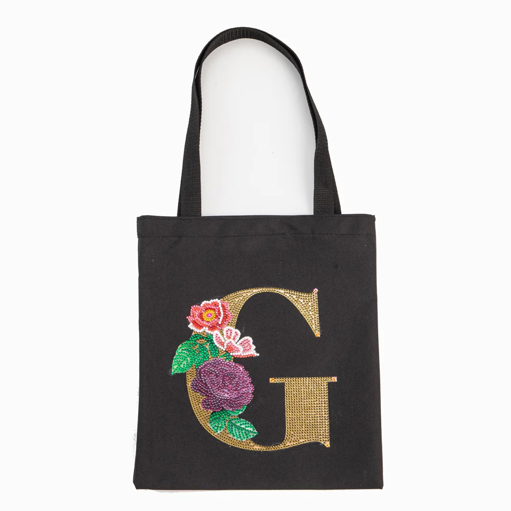 DIY Diamonds Painting Handbag Linen Shopping Bag Portable Fashion for Work