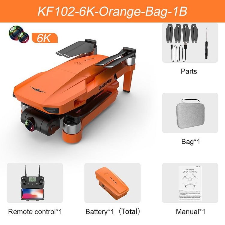 ToyTime KF102 GPS Drone 8K HD Camera 2-Axis Gimbal Professional Anti-Shake Aerial Photography Brushless Foldable Quadcopter 1.2km Toy