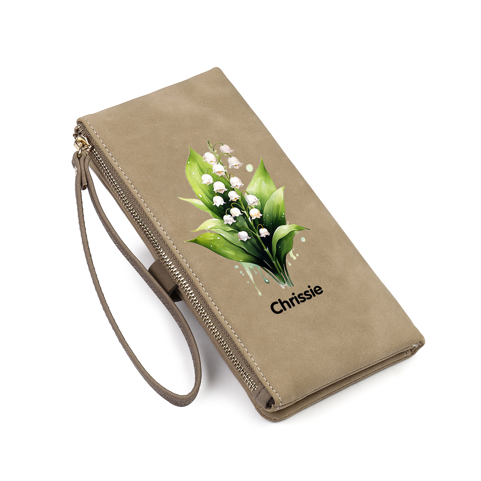 Personalized Exquisite Women'S Wallet Customized Birth Flowers And Name Zipper Women'S Wallet