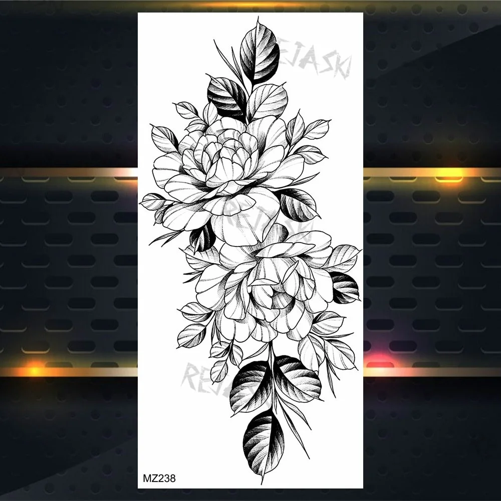 Sdrawing Rose Jewelry Water Transfer Tattoo Stickers Women Body Chest Art Temporary Tattoo Girl Waist Bracelet Flash Tatoos Flower