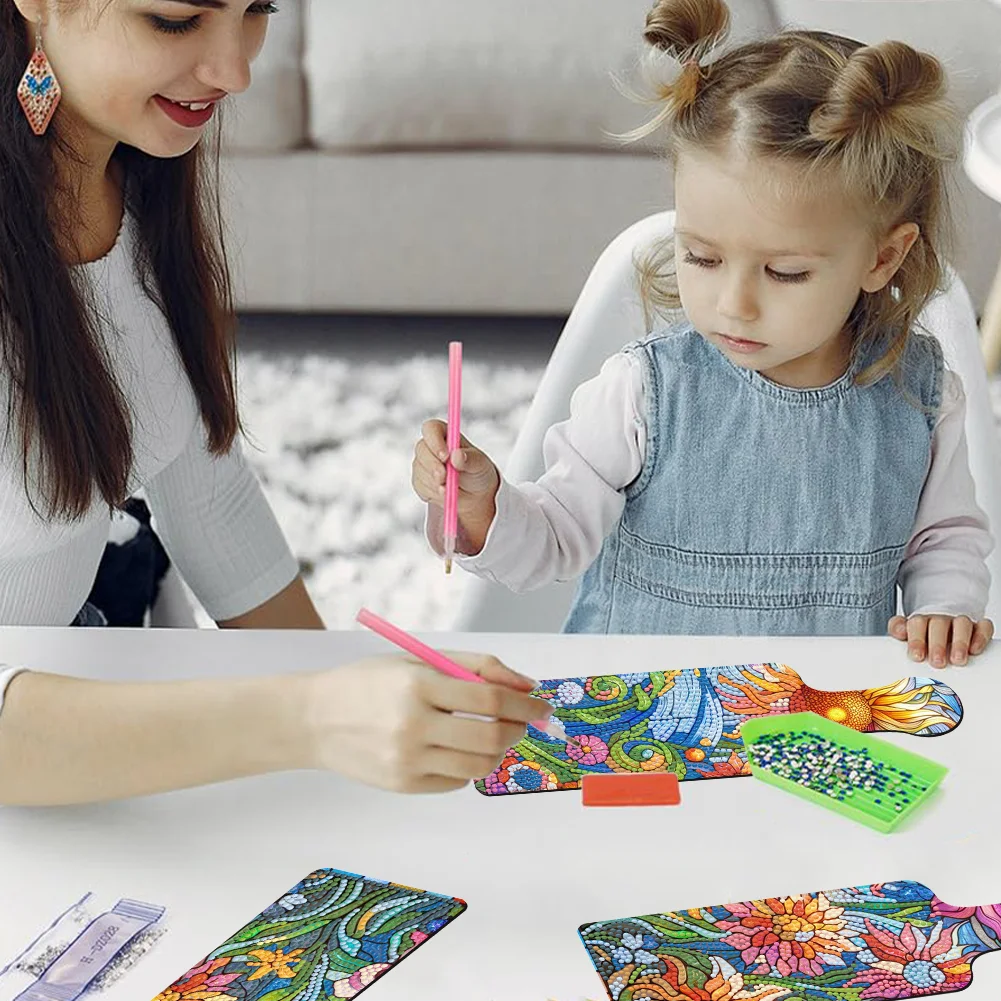 4Pcs DIT Starry Sky Pattern Diamond Decorative Serving Tray for Desk Coffee Table