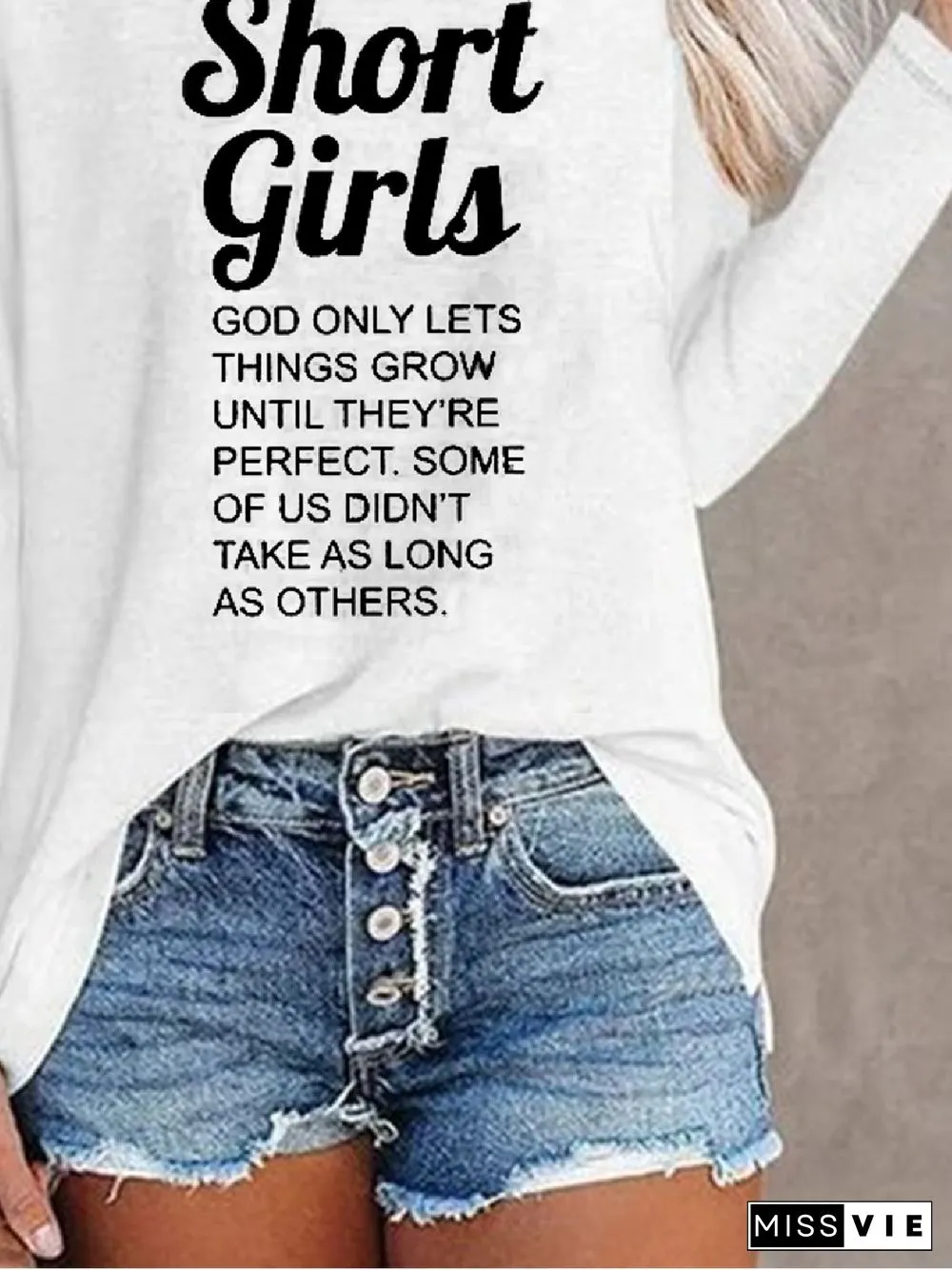 Casual Text Letters Loose Crew Neck Long Sleeve T-Shirt TUNIC