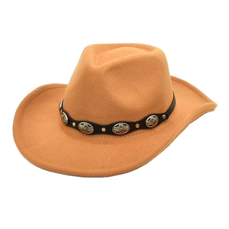 Unisex Cowboy Style Solid Color Flat Eaves Fedora Hat