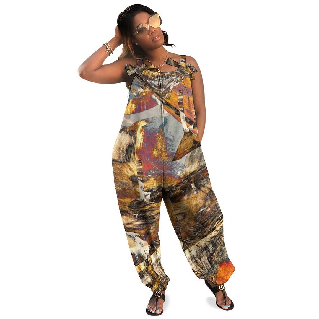 Angular Unconformity Boho Vintage Loose Overall Corset Jumpsuit Without Top