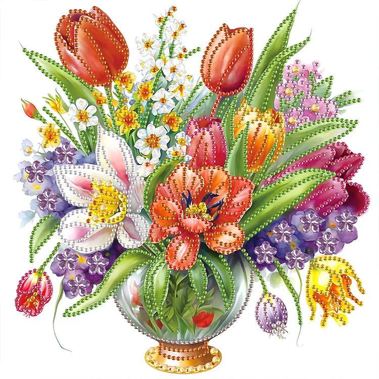 Vase Bouquet 30*30cm (Canvas) Special Shaped Drill Diamond Painting gbfke