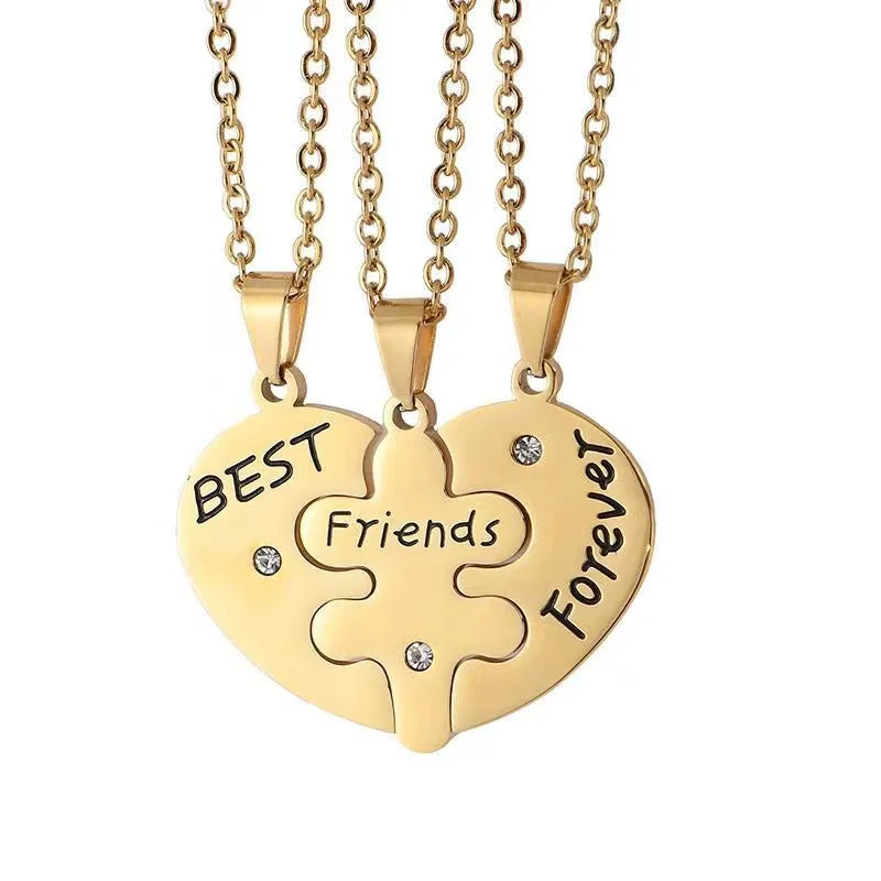 Buzzdaisy 3pcs Best Friends Forever Matching Necklaces