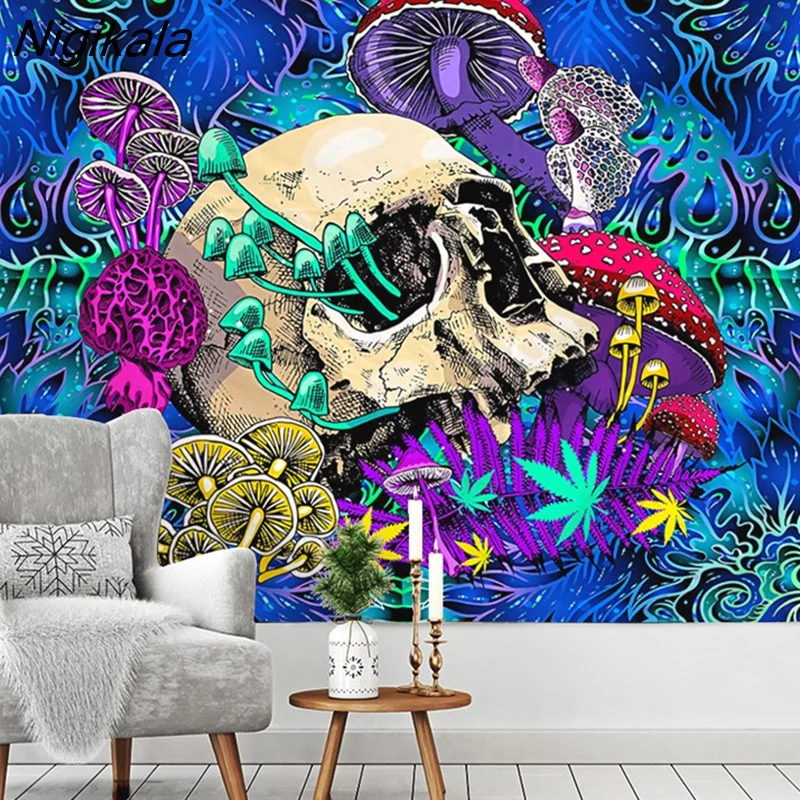 Nigikala Flower Mushroom Eye Tapestry Boho Art Bedroom Living Room Aesthetics Wall Hanging Tapestry Home Decor