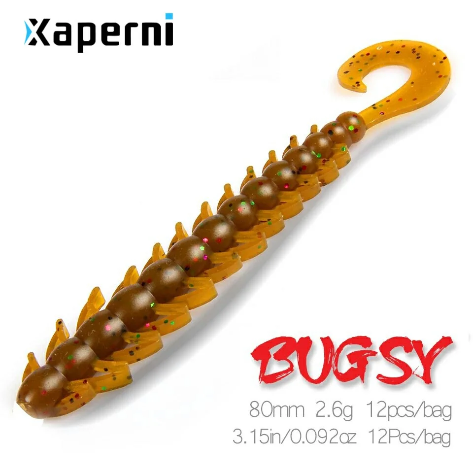 Xaperni Fishing Lure 80mm 2.6g 12pcs / bag bugsy Soft Baits Fishing Wobbler Bass Bait Artificial Fishing soft Lure Tacke