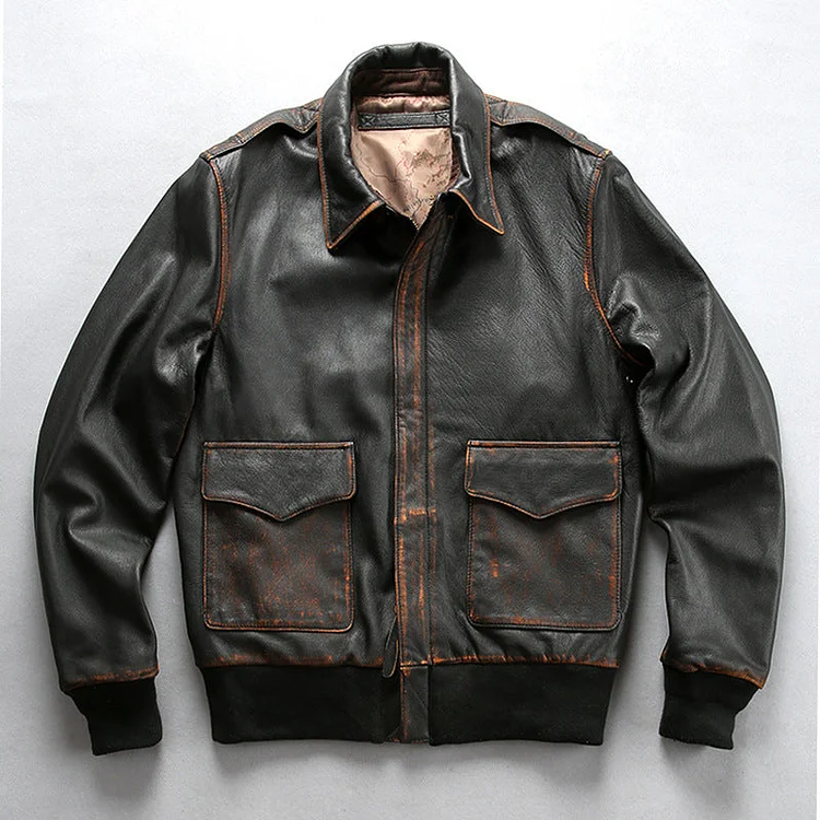 Men's Washed Goatskin A2 Bomber Jacket