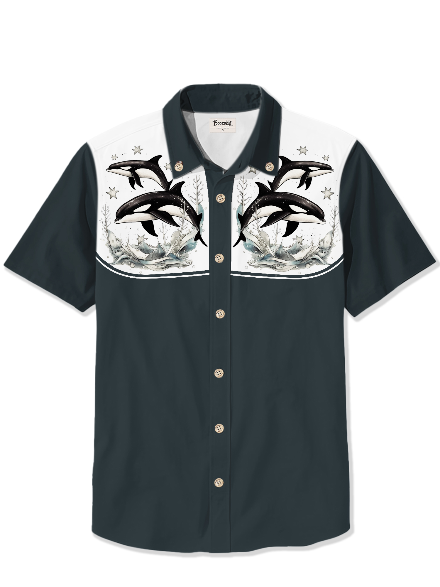 Retro Killer Whale Sea- 100% Cotton Shirt
