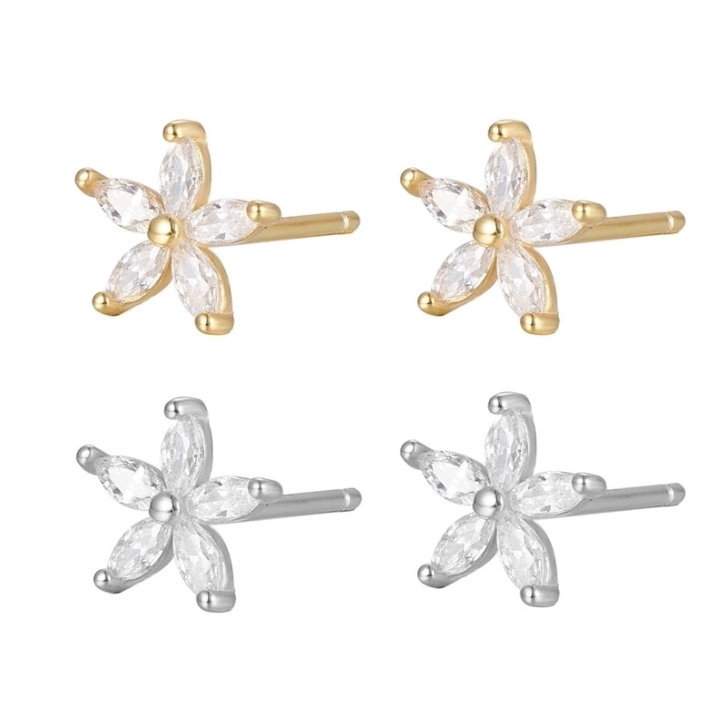 1 Pair 925 Sterling Silver Flower Ear Studs