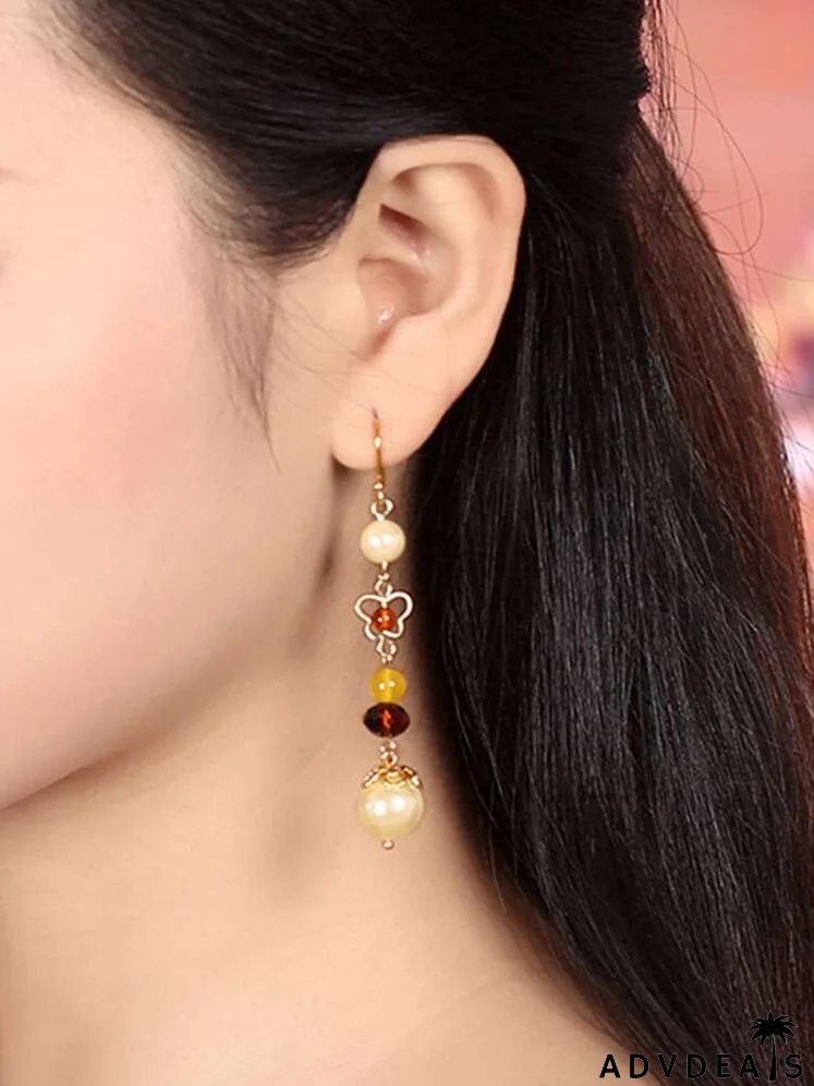 Faux Pearl Decor Drop Earrings