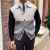 Men's Colorblock Lapel Knit Cardigan