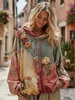 The Ice Cream Collection Women's Classic Bohemian Floral And Rose Gradient Cozy Warm Hoodie