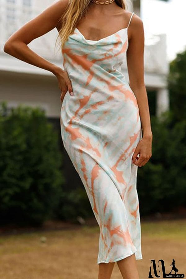 MidiSono - Temperament and Western Style Mid-length Sling Irregular Slit Dress