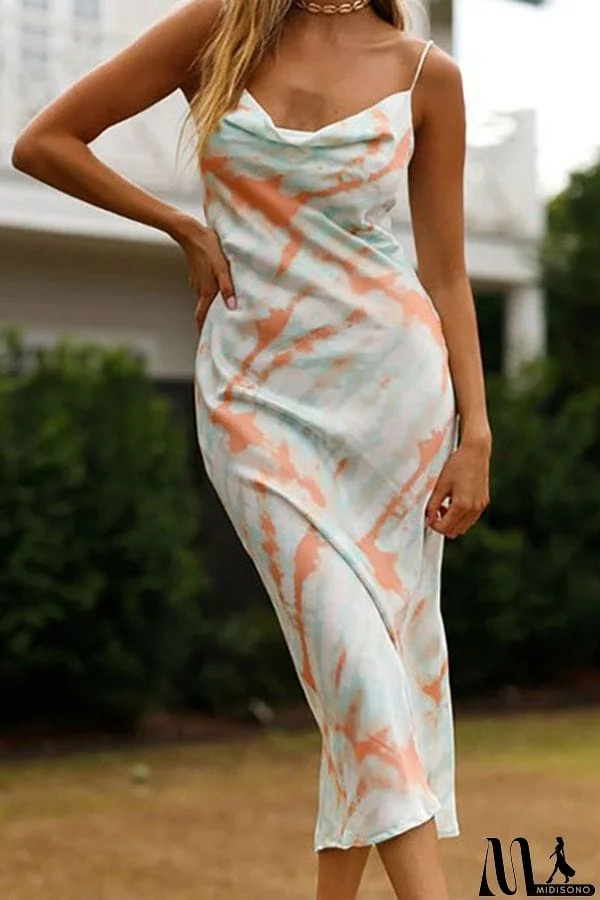 MidiSono - Temperament and Western Style Mid-length Sling Irregular Slit Dress