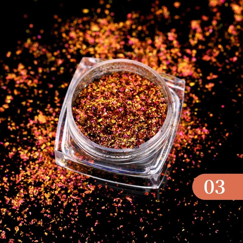 1 Box Sparkly Shinning Nail Sequins Glitter Orange iridescent Powder Flakies Paillette DIY Nail Art Decoration-Nail Inspo