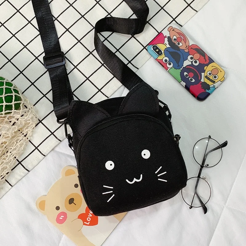 Mongw Bags for Women Hot New Fashion Female Shoulder Bags Cute Cartoon Cat Animals Soft Plush Handbags Messenger Bags