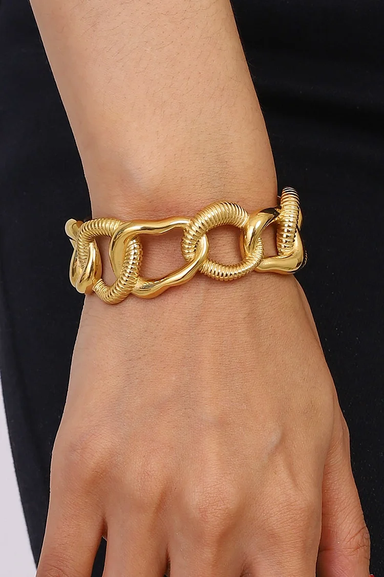Alloy Irregular Cutout Fashionable Open Bracelet