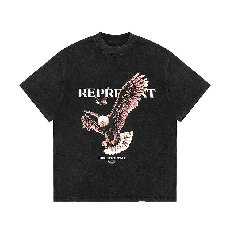 Represent T Shirt Eagle Print Distressed Summer round Neck T-shirt