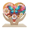  5D DIY Special Shape Diamond Painting Wooden Heart Shape Desk Ornament Decor Kit